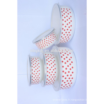 Bol en métal émaillé 5PCS et glace spotty bowl